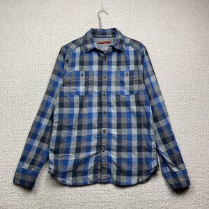 The North Face Mens S Blue Plaid Button Up Long Sleeve Outdoor Shirt Lumberjack